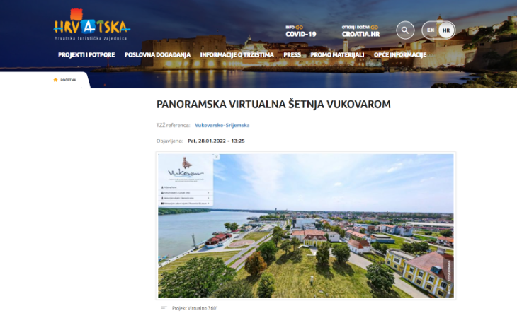 Hrvatska turistička zajednica objavila je tekst o virtuelnoj turi Vukovarom